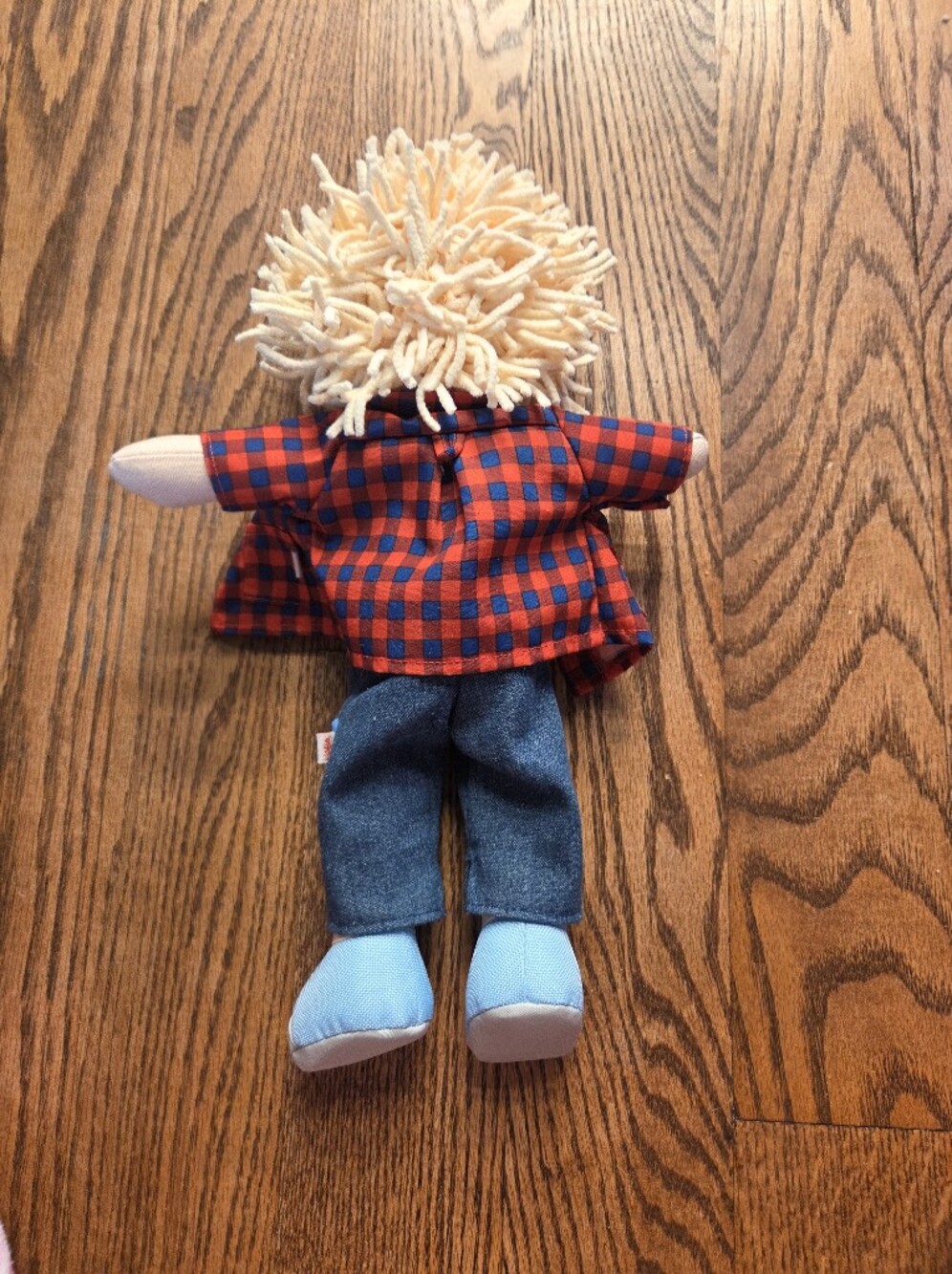 Haba - Nick 12" Soft Blonde Rag Doll in Blue Shirt, Jeans & Red Plaid - 18 Mo + - Picture 3 of 7